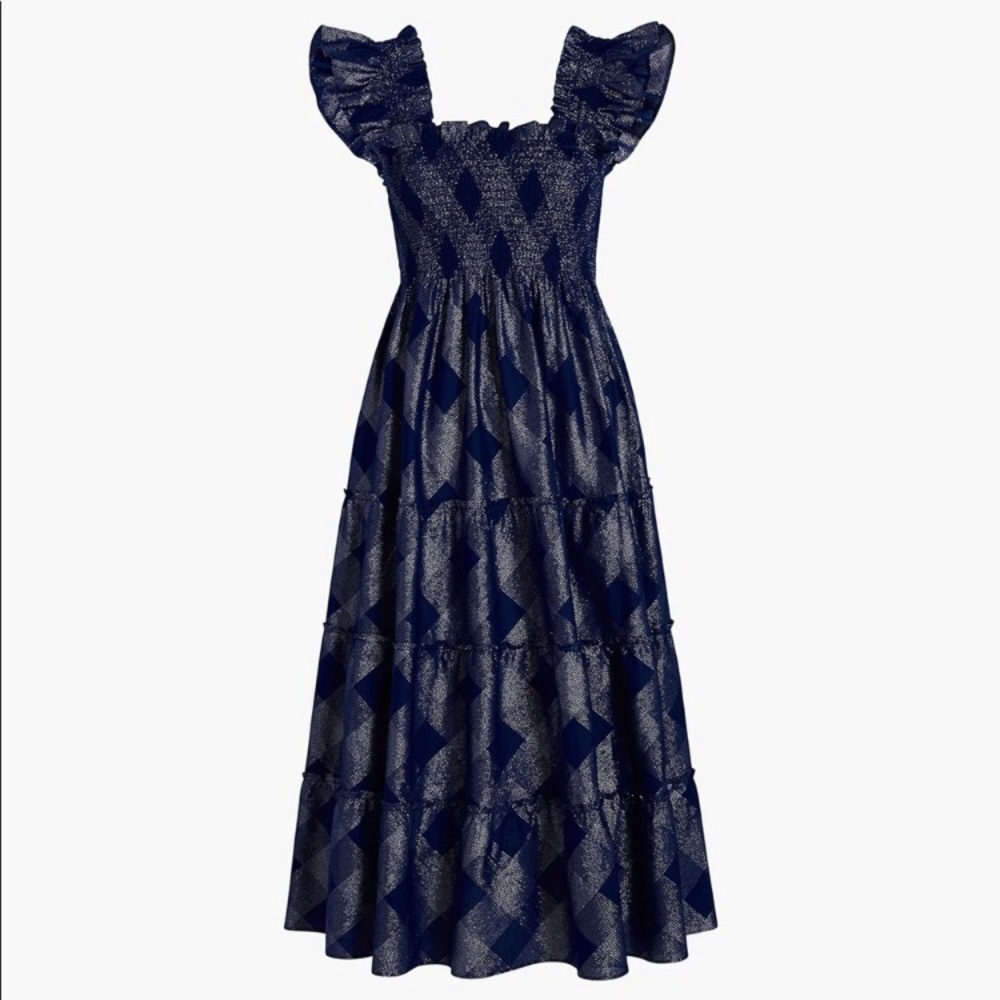 Hill House Ellie Nap Dress Navy Glitter Check